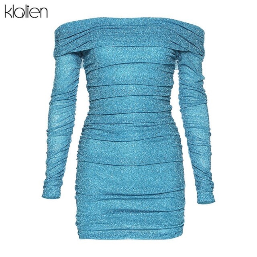 Sheer Shimmer Off the Shoulder Dress